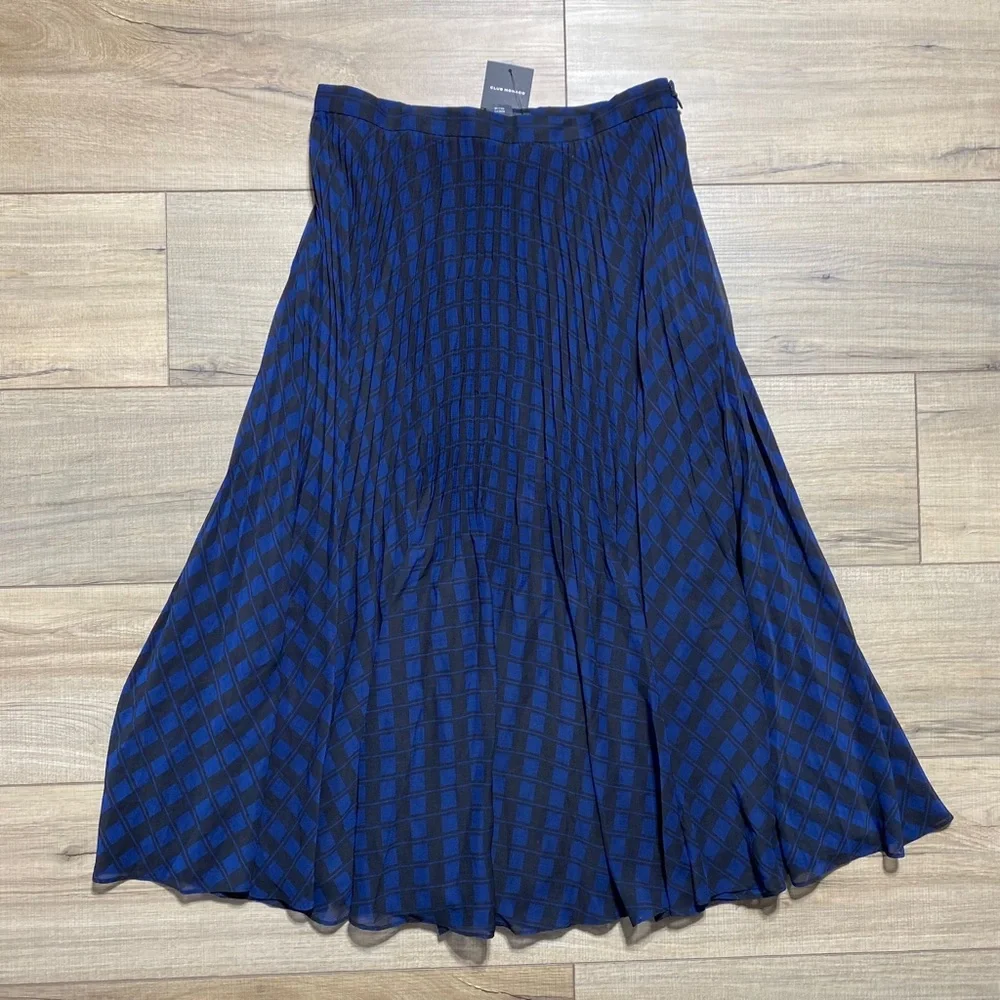 Club Monaco Women's Yowshee Lined Pleated Skirt Size 4‎ Black And Blue